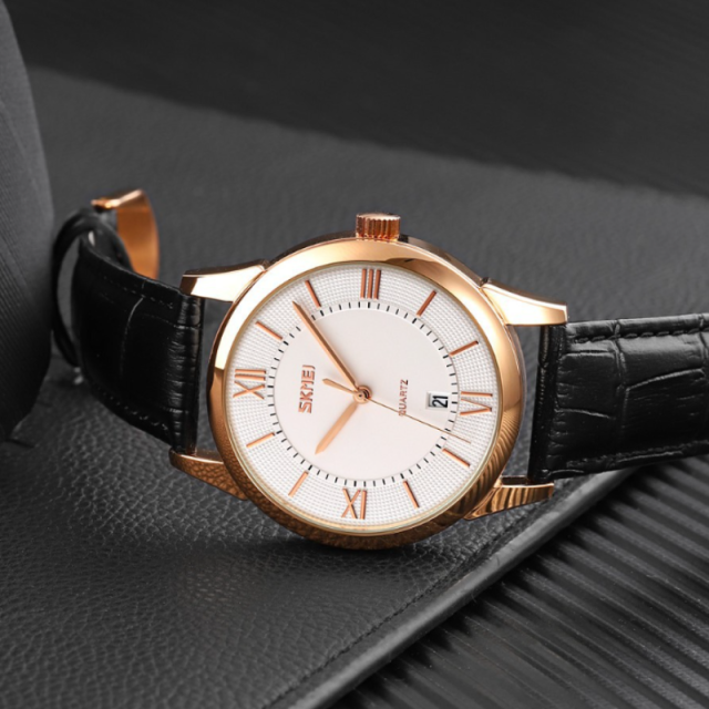 Classic Leather Strap Waterproof Quartz Watch