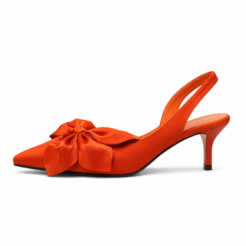 Satin Bow Flower Closed-Toe Stiletto Heels