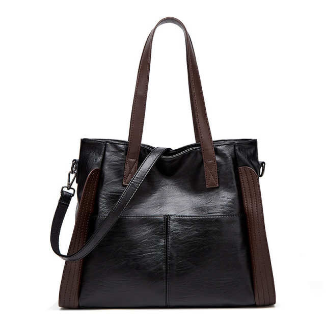 Soft leather large capacity fashion tote handbag for everyday use