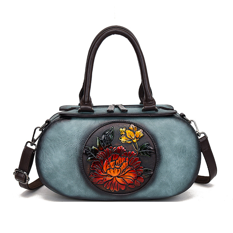 Cylindrical Retro Handbag with National Style