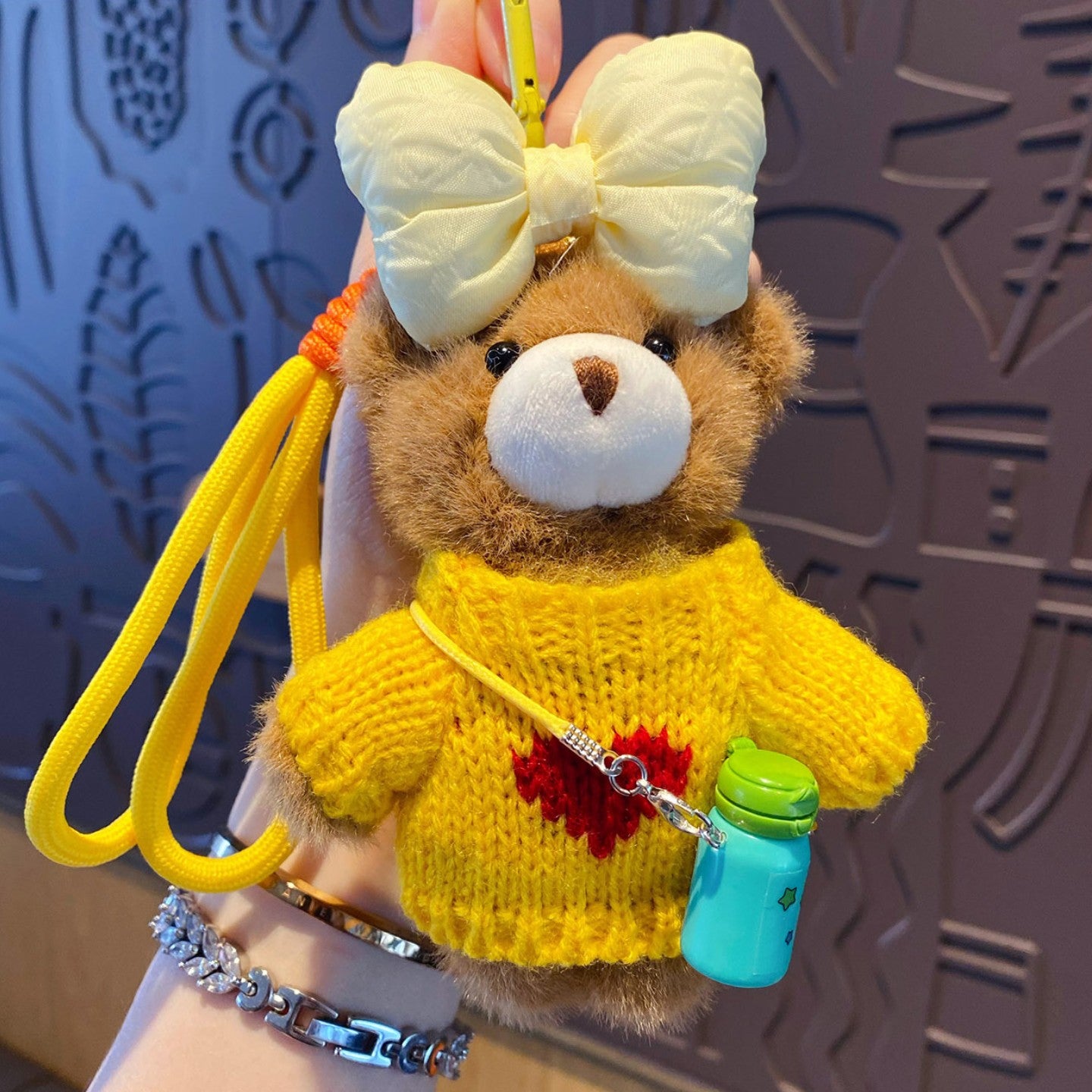Plush Bear Crossbody Cup Holder Bag Charm