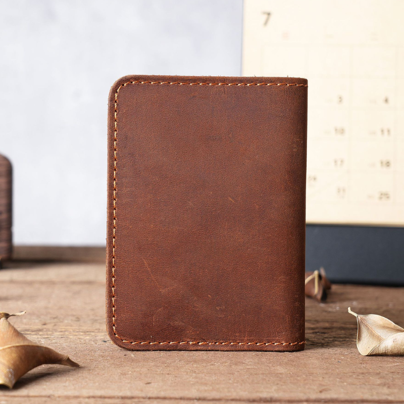 Heritage Grain Unisex Leather Card Holder Wallet