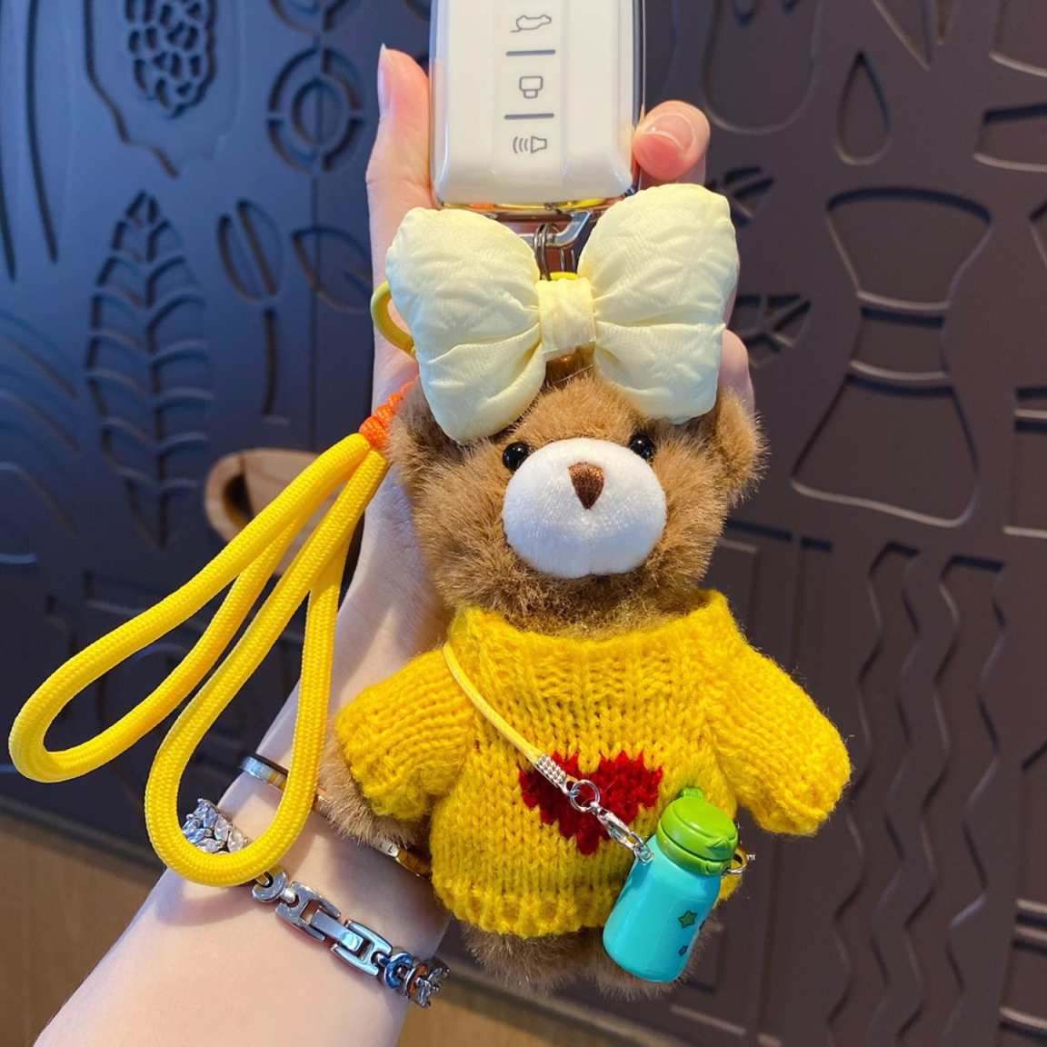 Plush Bear Crossbody Cup Holder Bag Charm