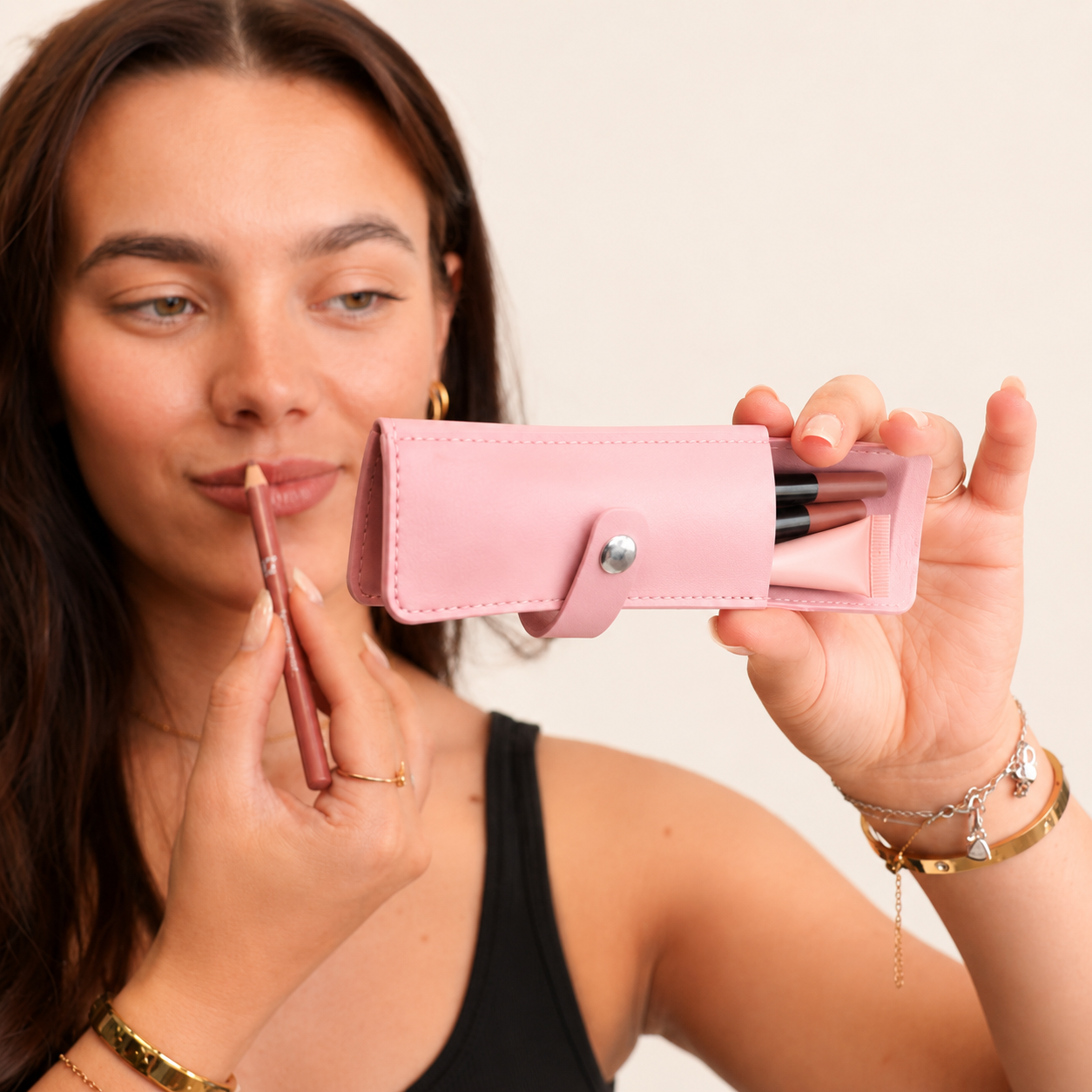 PU Leather Makeup Pouch with Mirror