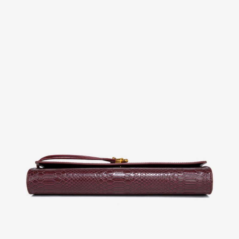 Bordeaux Croc Texture Structured Handbag