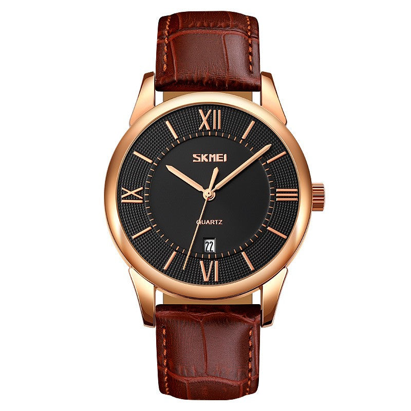 Classic Leather Strap Waterproof Quartz Watch