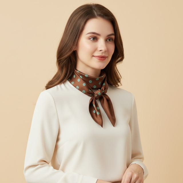 New Brown Polka Dot Triangle Scarf