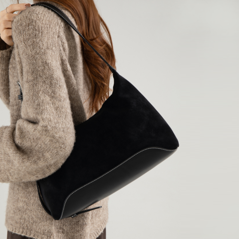 Velora Suede Crescent Shoulder Bag