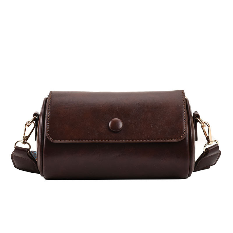 Retro Cylindrical PU Leather Crossbody Bag