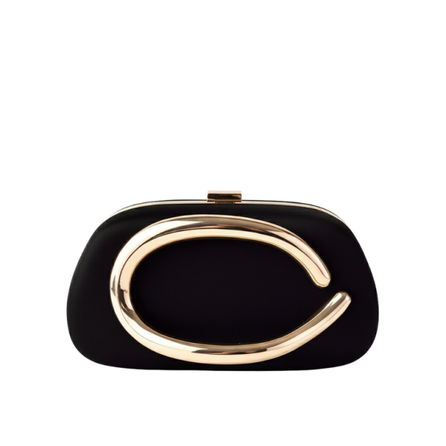 Elegant Satin Evening Clutch with Gold Arch Handle