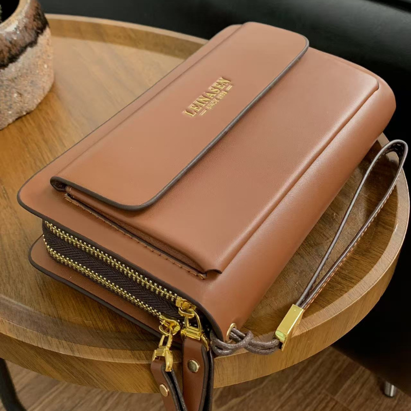Soft Leather Long Zipper Business Wallet
