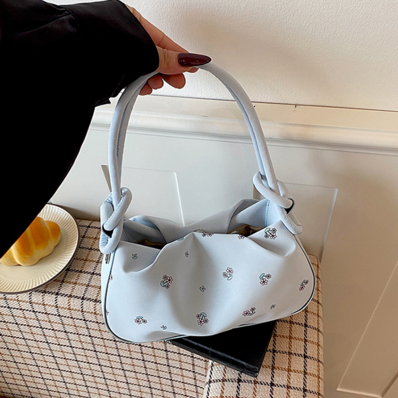 Pleated Floral Women’s Shoulder Bag
