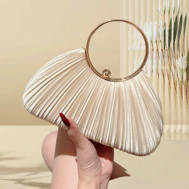 Ruched Ring Handle Clutch For Women