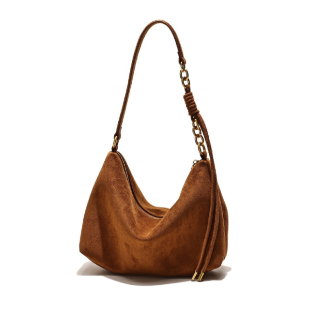 Light Luxury Retro Soft Leather Suede Underarm Shoulder Bag