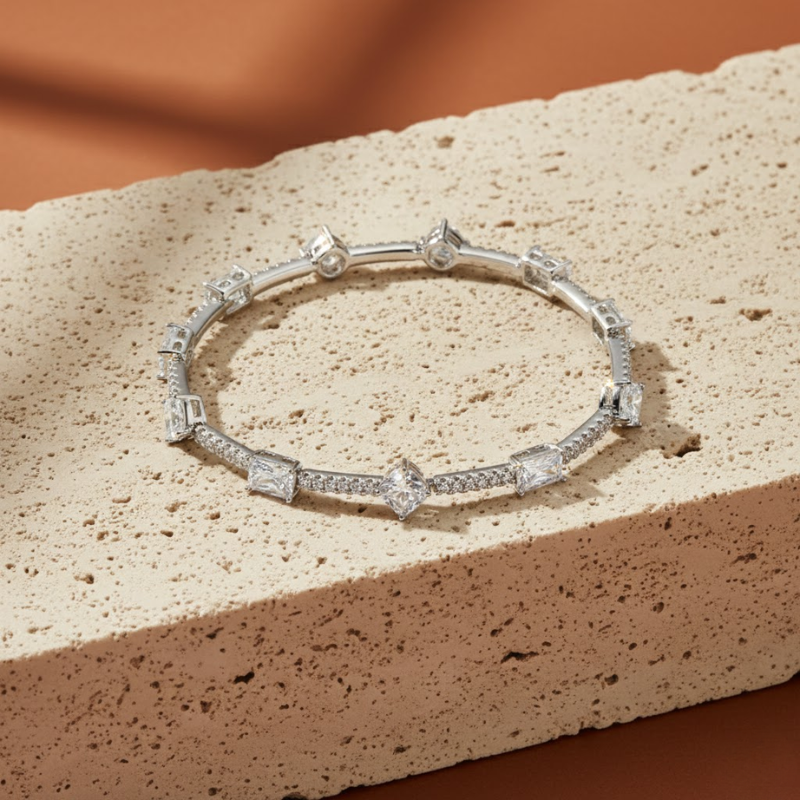 White Zircon Geometric Bracelet