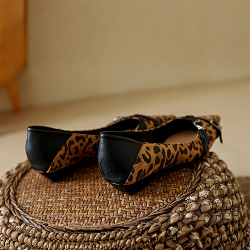 Women’s Pointed Toe Buckle Strap Low Heel Pumps