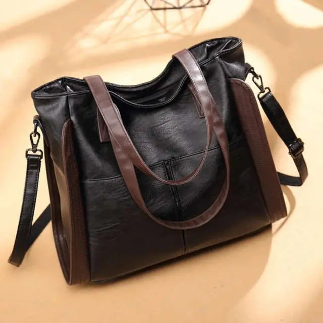 Soft Leather Large Capacity Fashion Tote Handbag