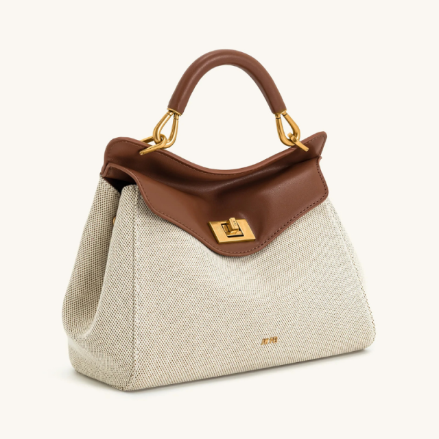 Lucia Genuine Leather Lock Handbag