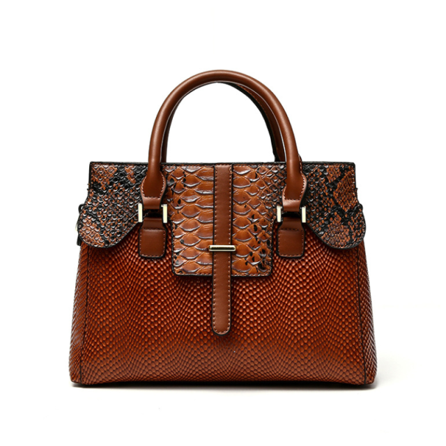 Crocodile Pattern Embossed Large Capacity Handbag