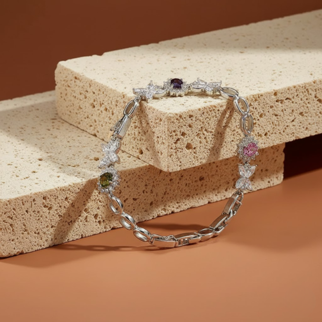 White Zircon Butterfly Bracelet