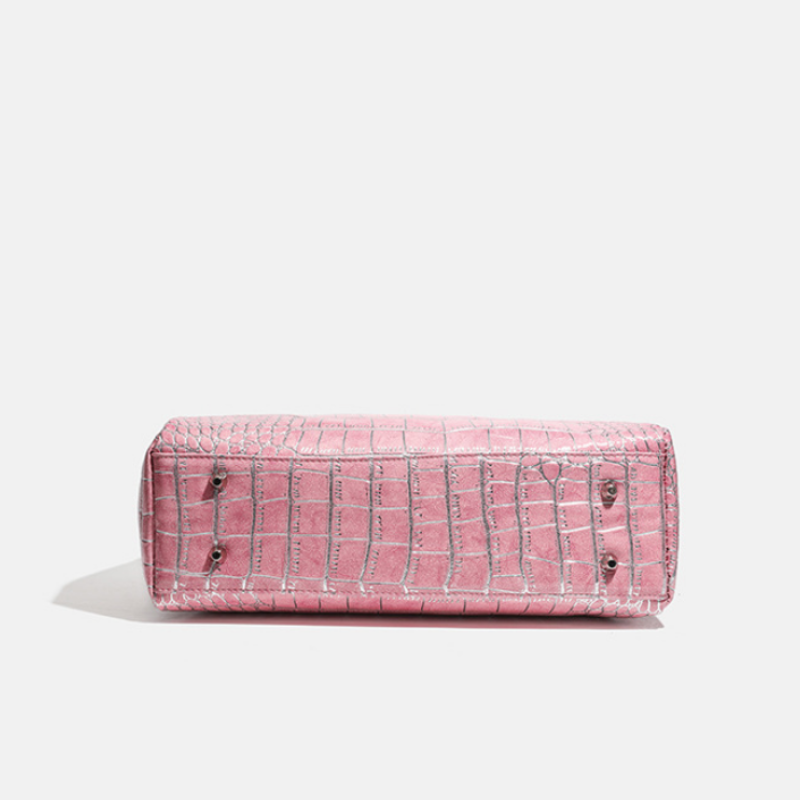 Roselle Studded Croc-Texture Handbag