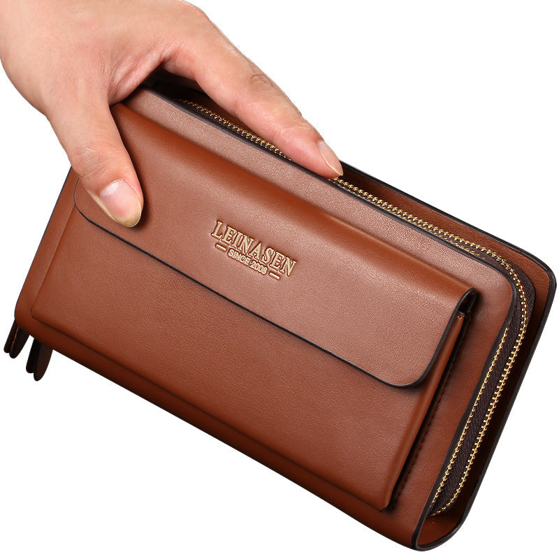 Soft Leather Long Zipper Business Wallet
