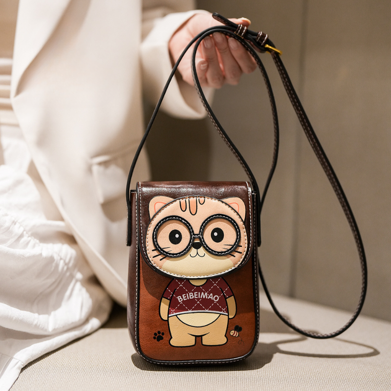 Cute Cat Character Crossbody Bag