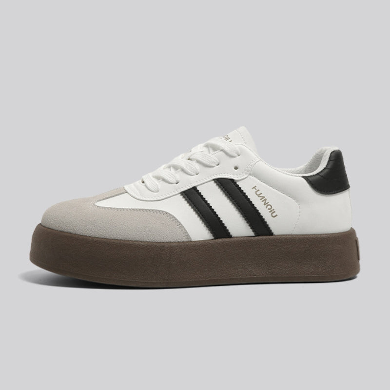 Women's Striped Side Suede Trim Sporty Sneakers