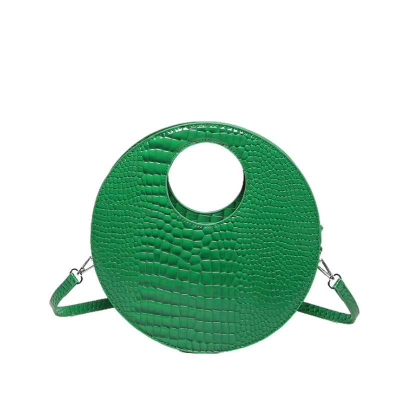Circular Croc Embossed Handbag