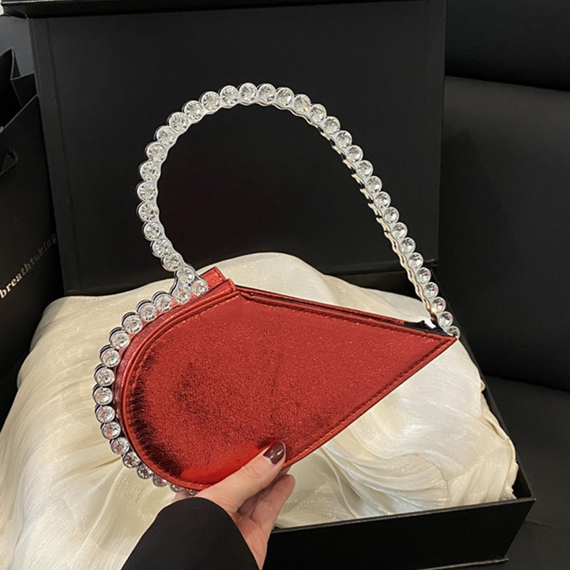 Crystal Embellished Heart Shaped Handbag