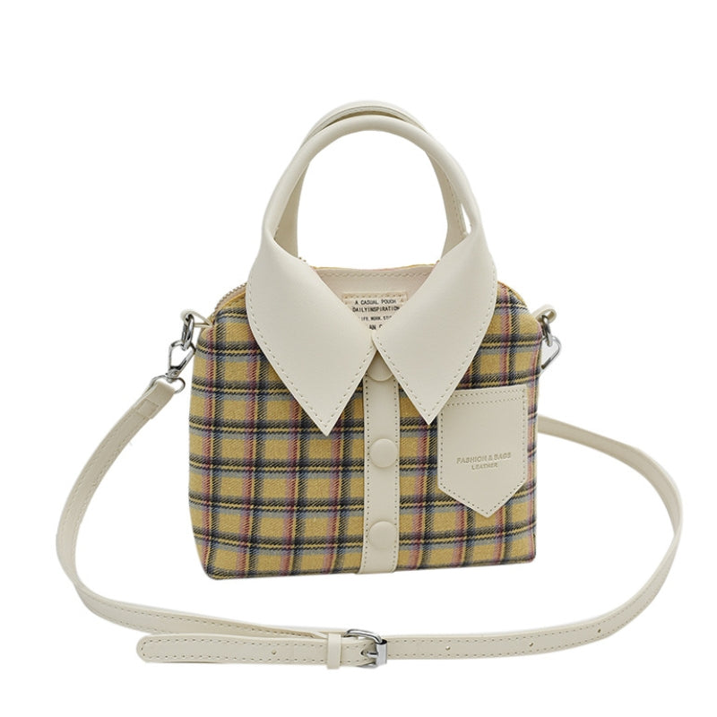 Unique Plaid Collar Style Mini Handbag