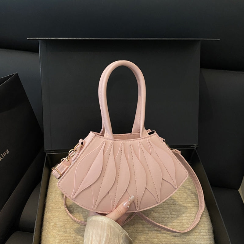 Chic Petal Textured Handbag with Crossbody Strap