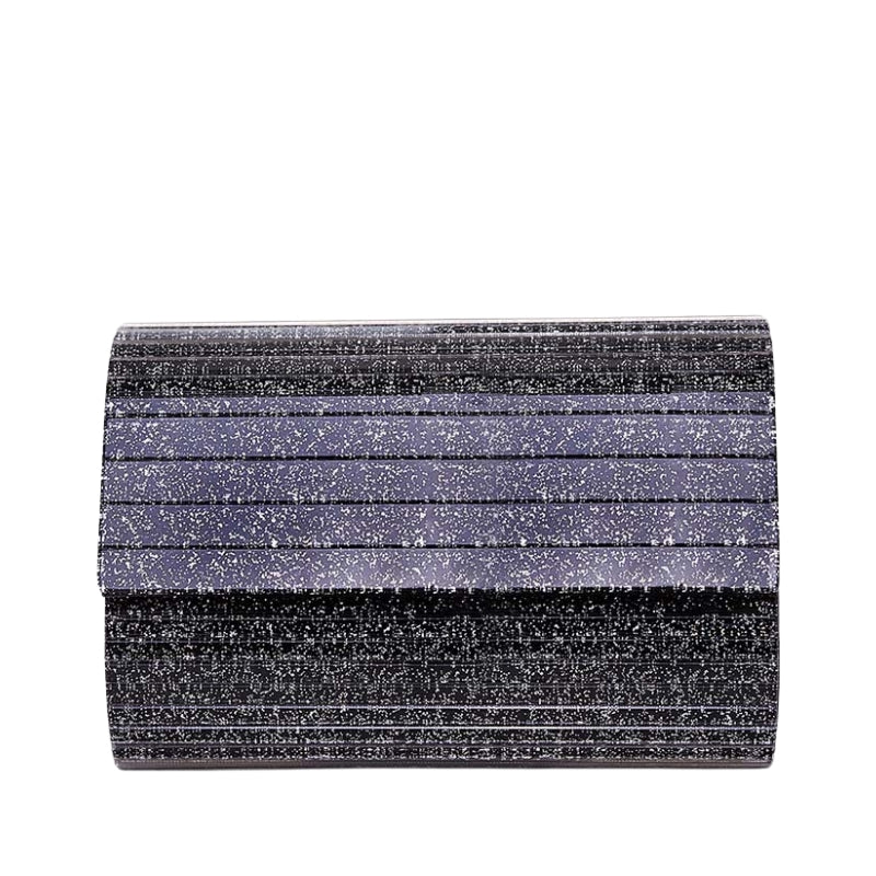 Glitter Infused Horizontal Ribbed Clutch