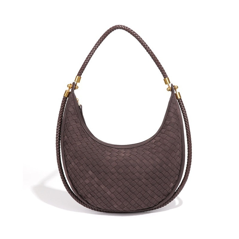 Women's Intricate Woven Crescent Shoulder Bag
