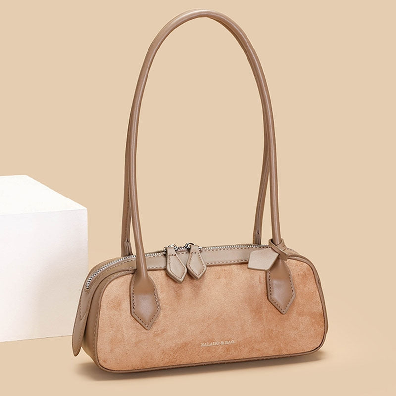Women's Minimalist Suede Texture Cylinder Shoulder Bag
