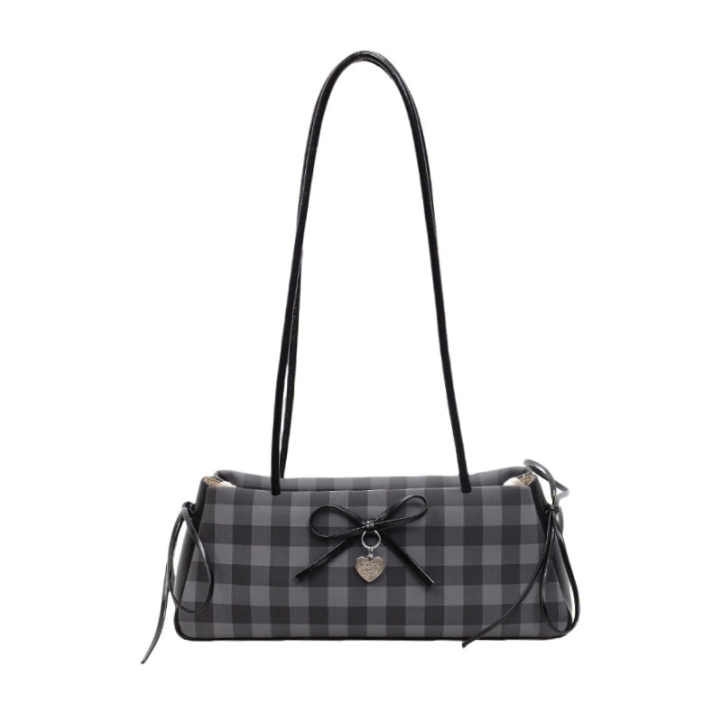 Structured Gingham Shoulder Bag