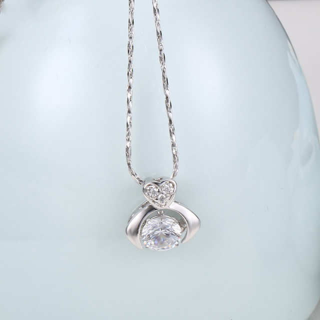 Beating Heart White-Plated Pendant Necklace