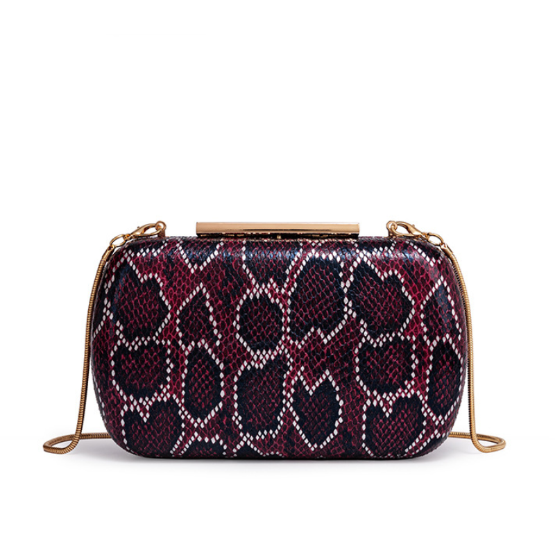 Snake Pattern Chain Clutch Bag