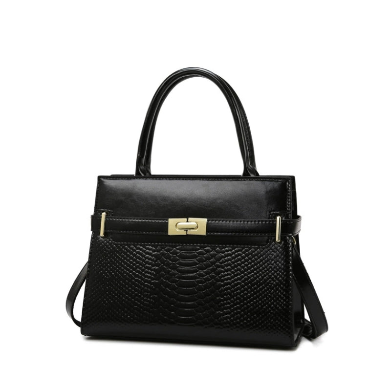 Vintage Structured Embossed Top Handle Handbag