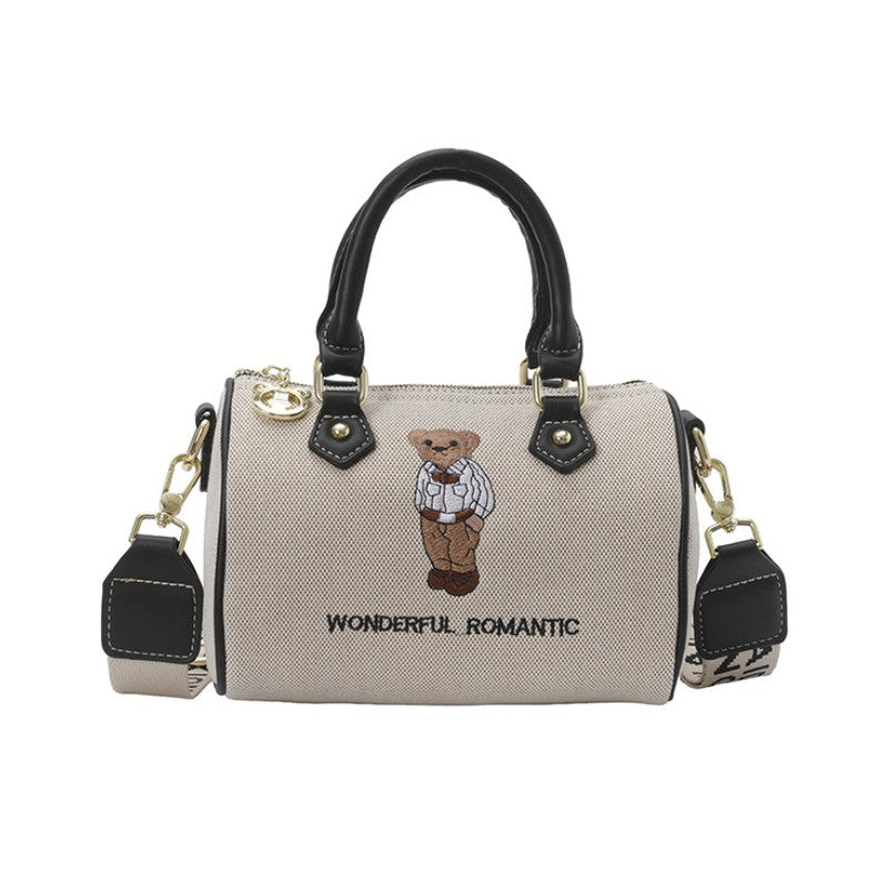 Modern Bear Embroidered Handbag