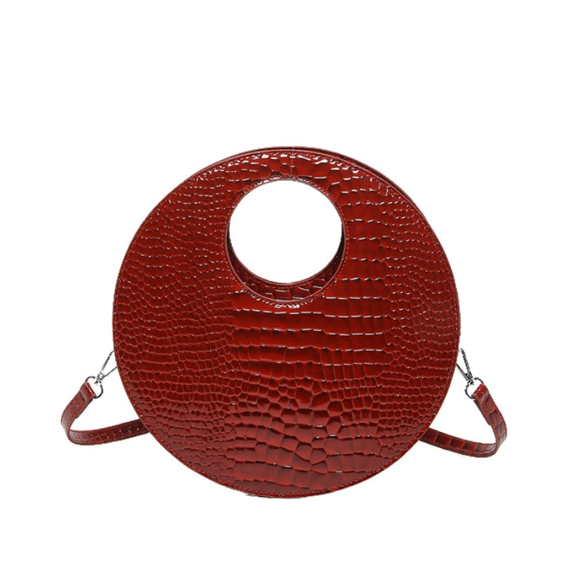 Circular Croc Embossed Handbag