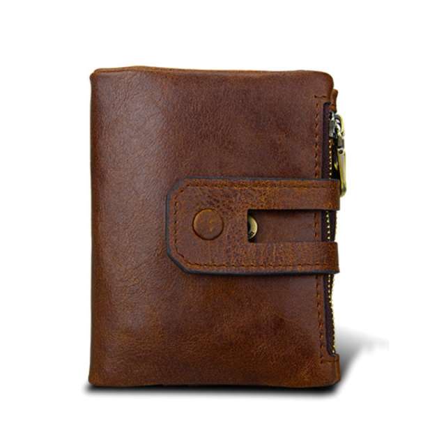 Classic Genuine Leather Wallet with Snap Strap and Zip Pocket