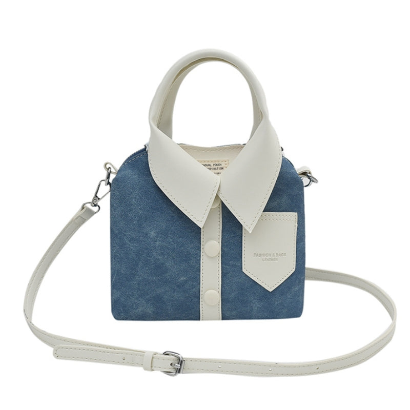 Unique Plaid Collar Style Mini Handbag