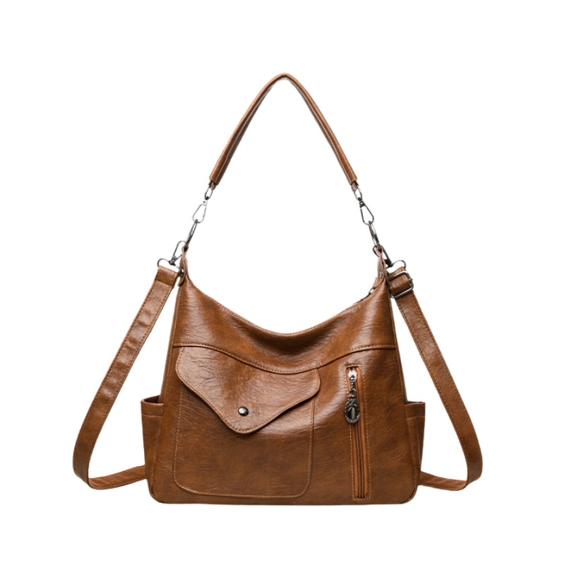 Elegant Soft Leather Look Women Shoulder Bag with Detachable Strap
