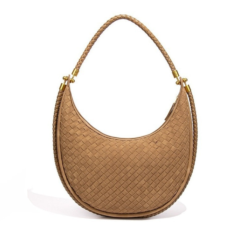 Women's Intricate Woven Crescent Shoulder Bag