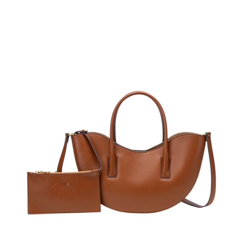 Sculptural Crescent Handbag with Accessory Pouch