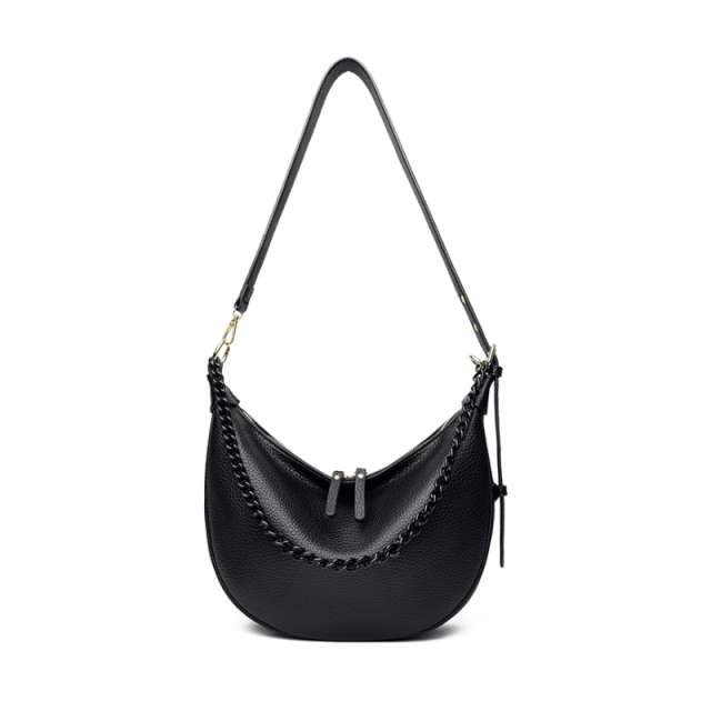 Chain Accented Crescent Shoulder Bag