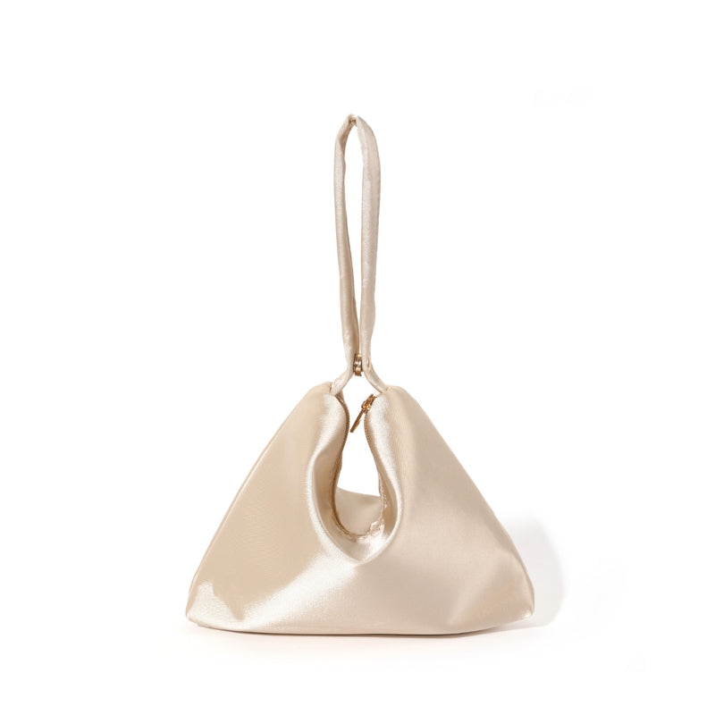 Elegant Satin Triangle Evening Wristlet Handbag