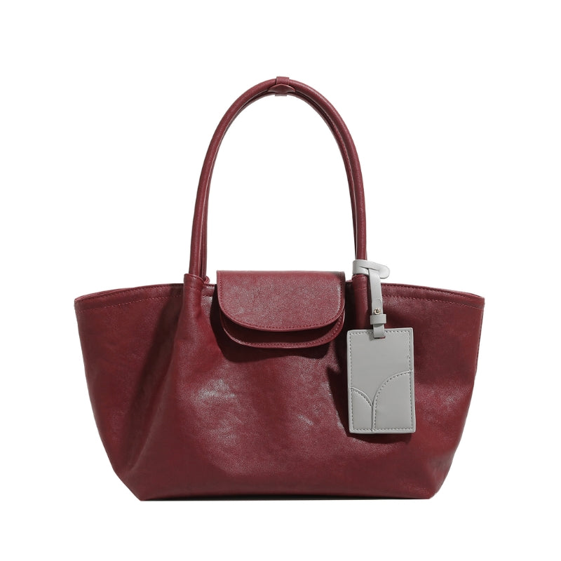 Women's Textured Leather Shoulder Bag with ID Tag