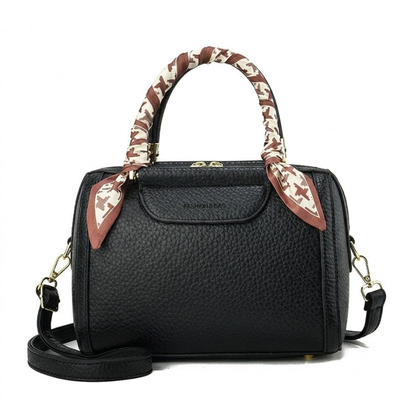 Women's Premium Chic Pebbled Leather Boston Handbag